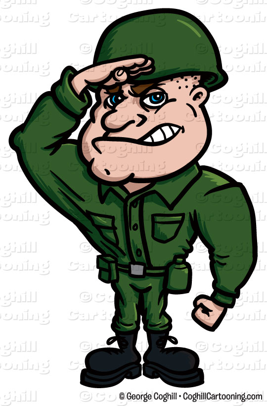 Cartoon Soldier Clip Art Stock Illustration - Coghill Cartooning