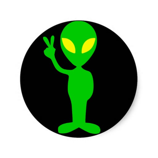 green alien peace sign round sticker | Zazzle