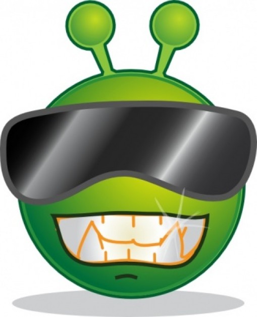 Smiley Green Alien Cool clip art Vector | Free Download