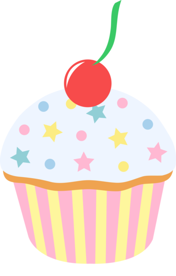 Vanilla Cupcake With Sprinkles and Cherry - Free Clip Art