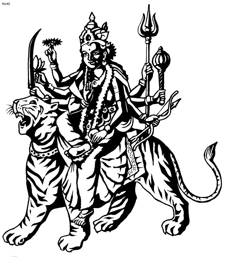 Durga Coloring Book, Durga Coloring Pages, Durga Top 20 Coloring Pages