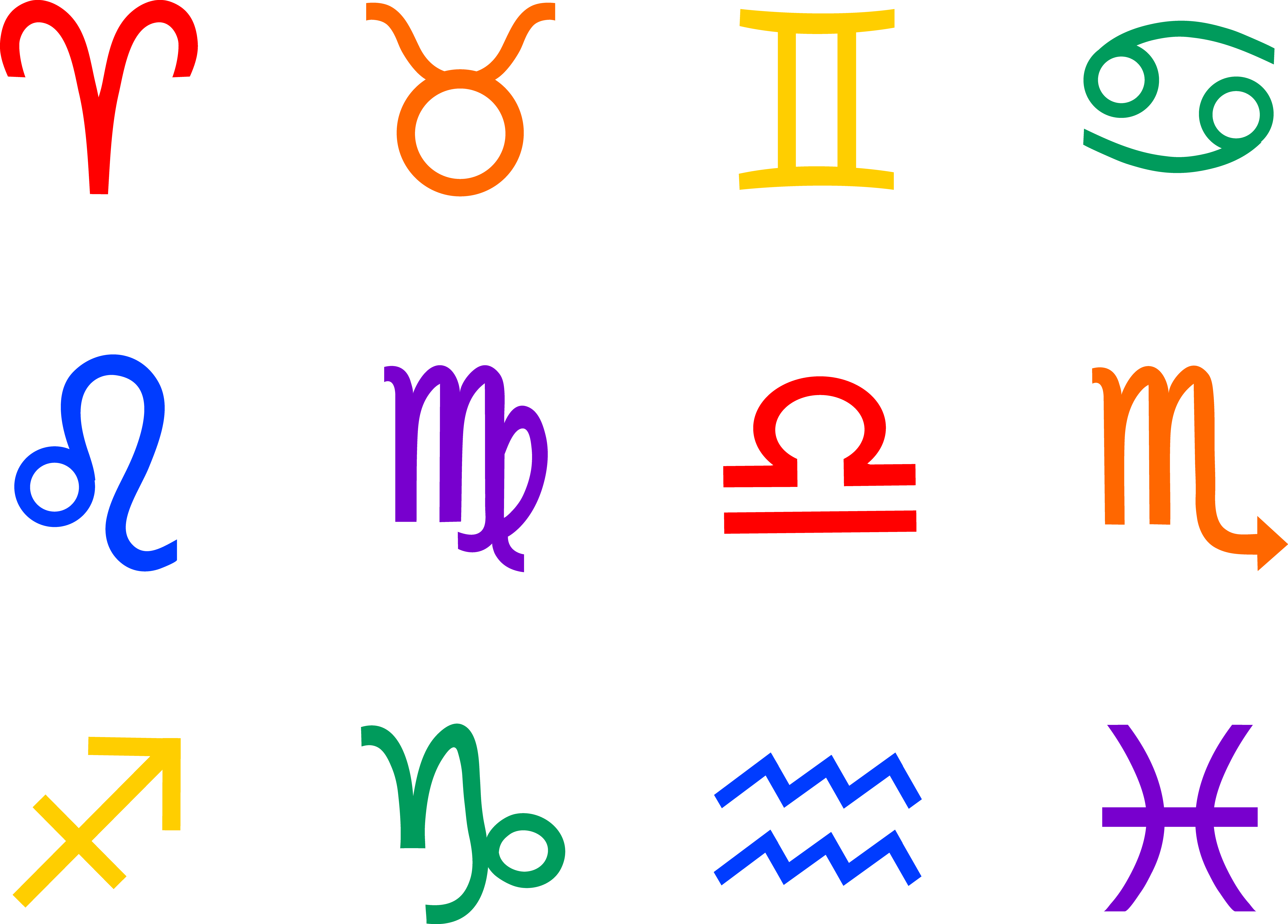 Astrological Signs Color Set 1 - Free Clip Art