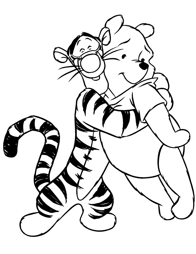 Tigger Pooh And Piglet Playing Basketball Coloring Page | HM ...