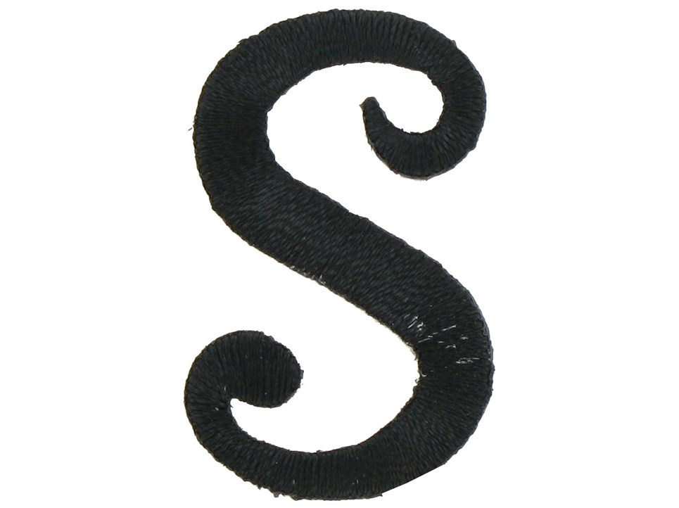 Joy 1 1/2" Black Embroidered Iron-On Script Letter - S | Shop ...