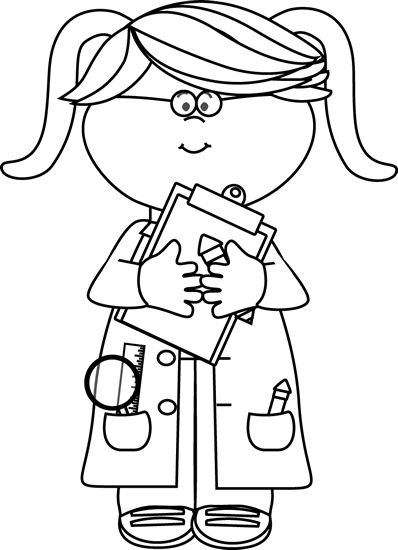 Black and White Girl Scientist with a Clipboard Clip Art - Black ...