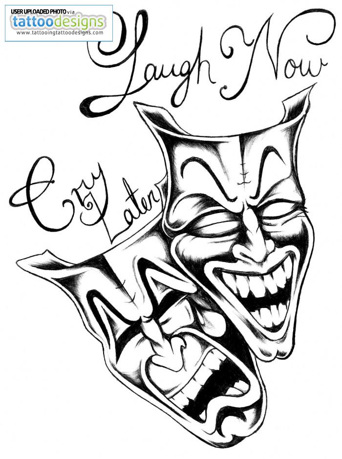 laugh now cry later tattoo forearm
