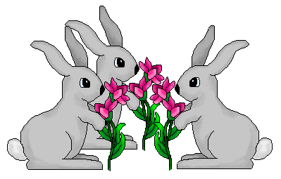 Rabbit Clip Art - Groups of Gray Rabbits - Three Rabbits