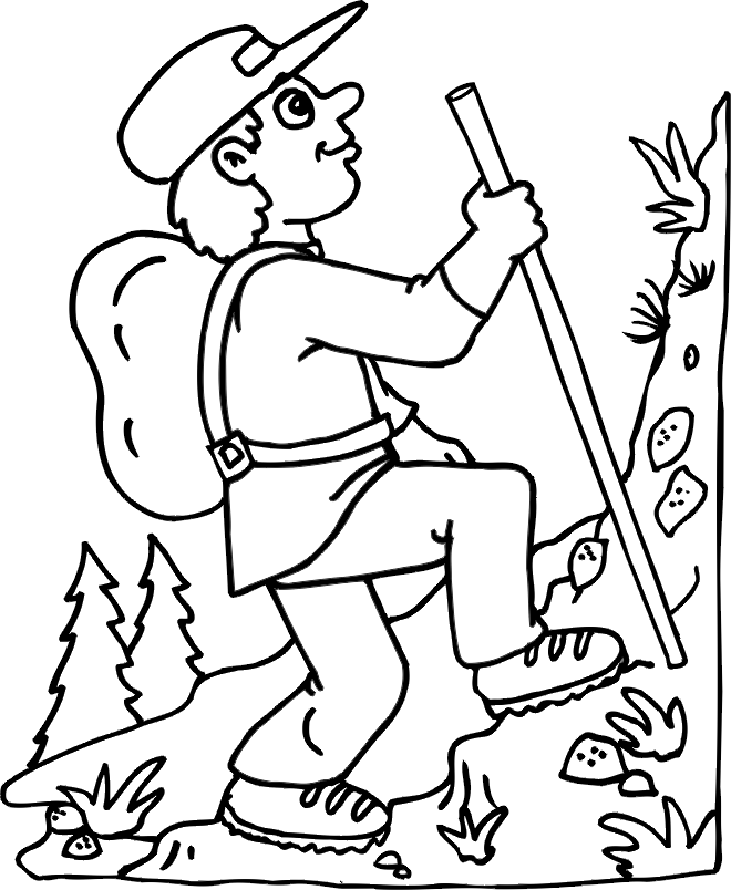 Girl Hiking Coloring Page Images & Pictures - Becuo
