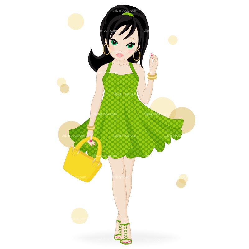 CLIPART FASHION LADY GREEN DRESS | Royalty free vector design