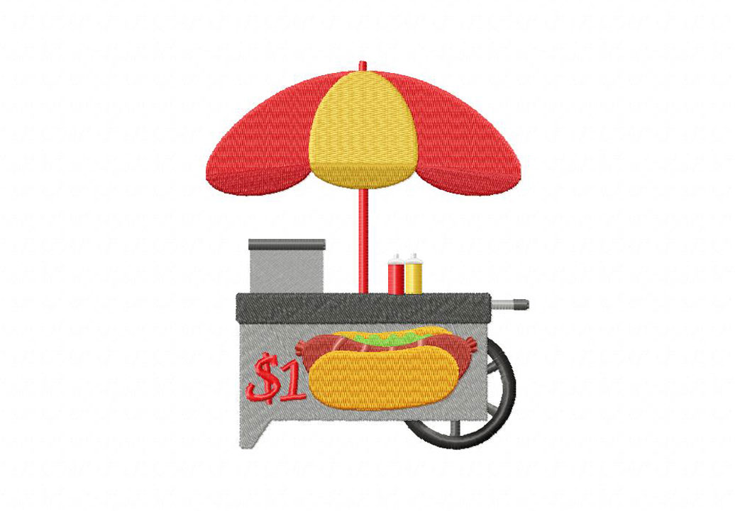 Hotdog Cart Machine Embroidery Design