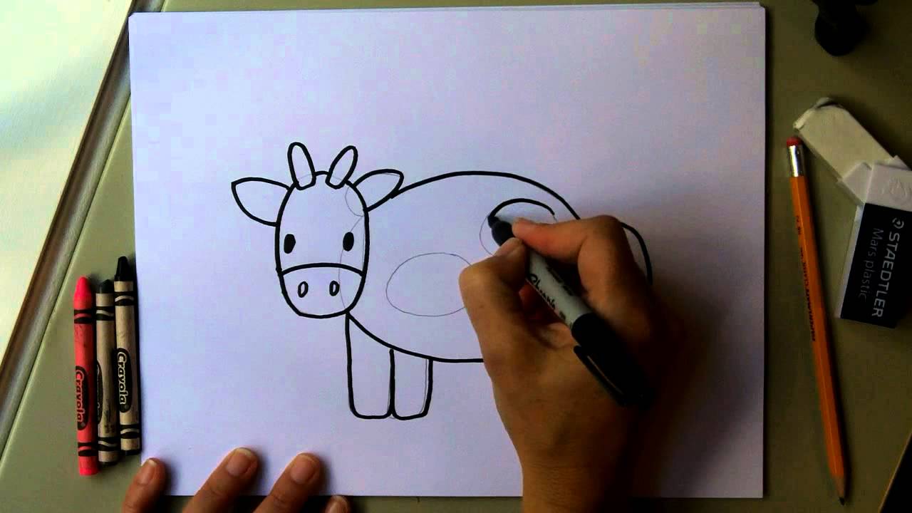 How to Draw a Cow - Easy Drawing Tutorial! Fun for kids! moo ...