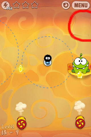 Cut The Rope" and "Pudding Monsters": Locations of Om Nom Drawings