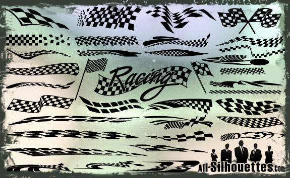 Vector Racing Flags - All-Silhouettes