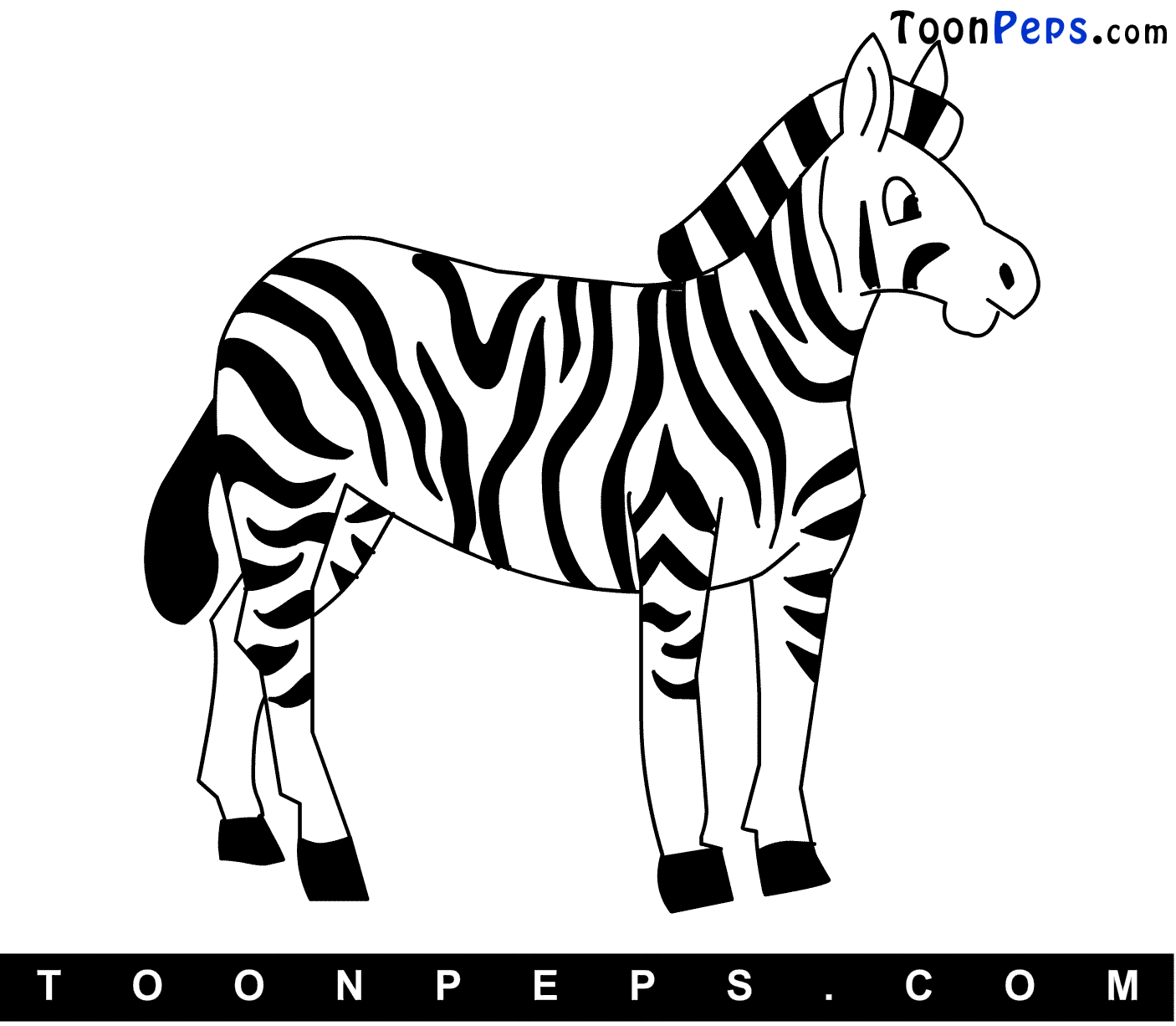 Toonpeps : How to draw Zebra for kids, step by step, Zebra Drawing ...