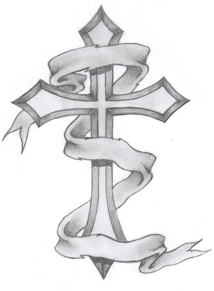 pencil sketch drawing of a cross