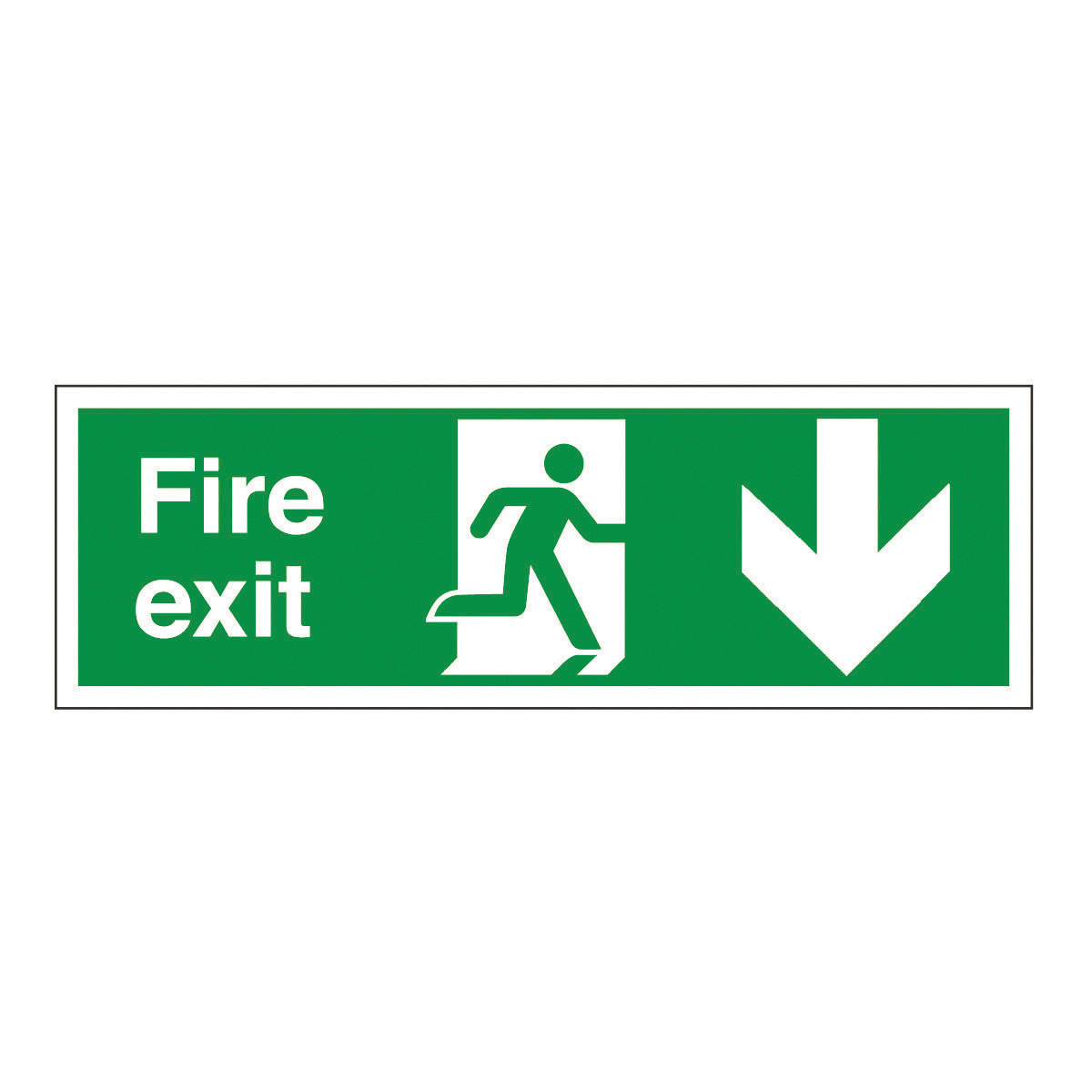 Fire Exit Arrow Down Safety Signs - British Standard Fire Exit ...