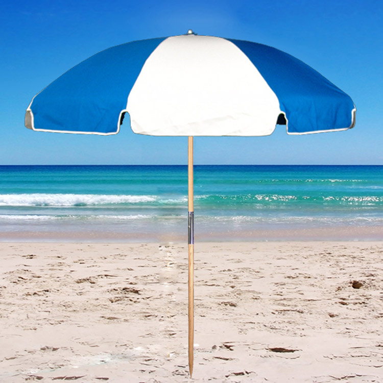 FRANKFORD 6.5 Ft. Acrylic Beach Umbrella Steel Ribs / Wood Pole By