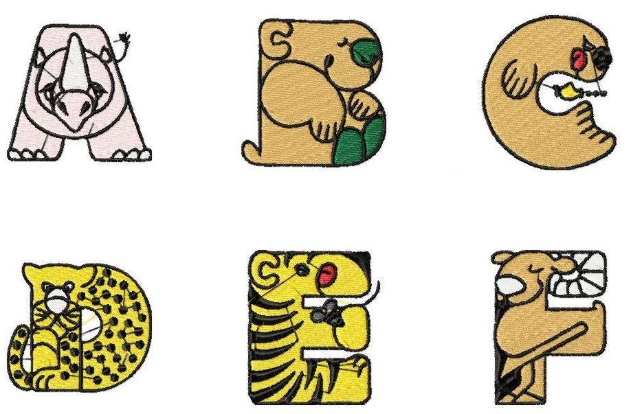 26 Safari Wild Zoo Animals Font Alphabet Great 4 Quilt Blocks ...