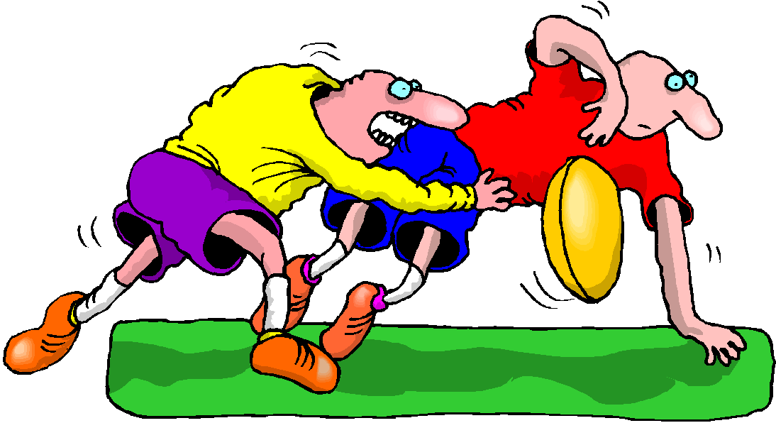 Football Player Tackling Cartoon