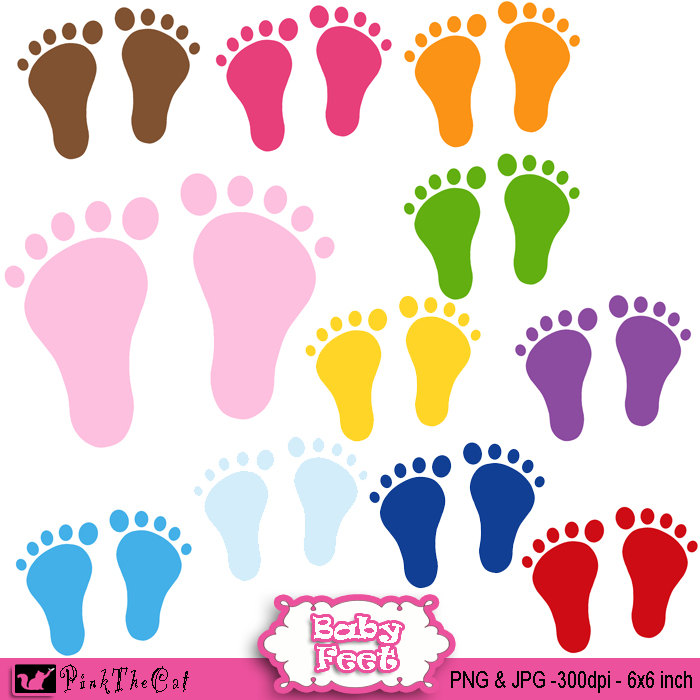 INSTANT DOWNLOAD Baby Feet Colors clipart digital by pinkthecat