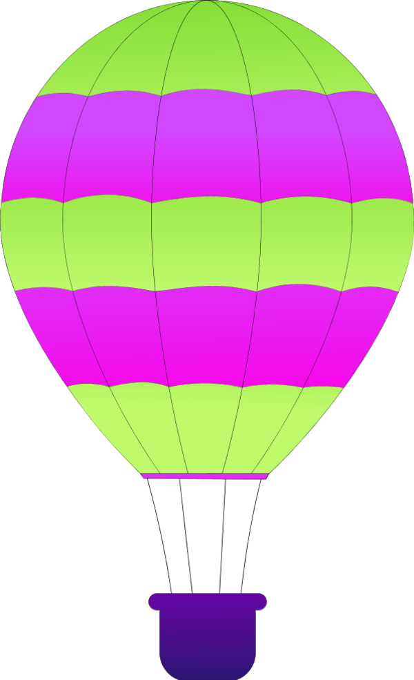 Horizontal Striped Hot Air Balloons 1 - vector Clip Art