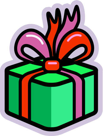 Stock Illustration - Illustration of a green present with a red bow