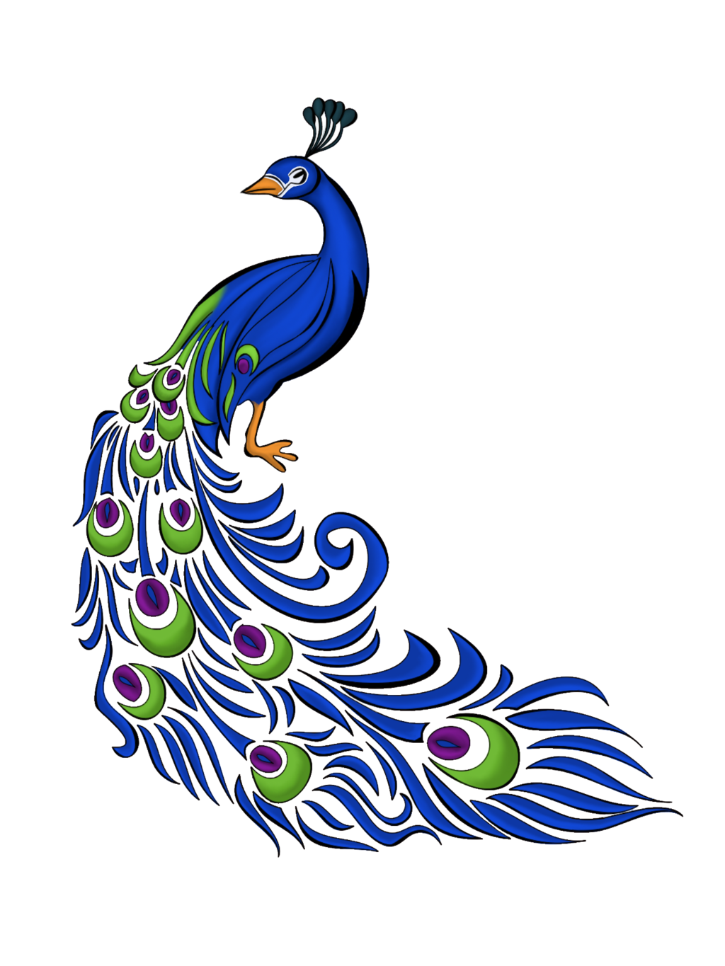 Simple Peacock Clipart Black And White | Clipart Panda - Free ...