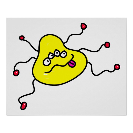 Yellow Cartoon Germ Posters | Zazzle