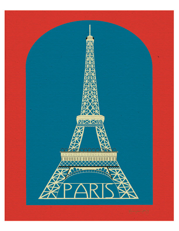 Paris France Eiffel Tower Graphic Art Poster by loosepetals