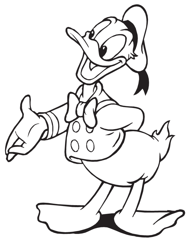 Cute Donald Duck Blushing Coloring Page | HM Coloring Pages