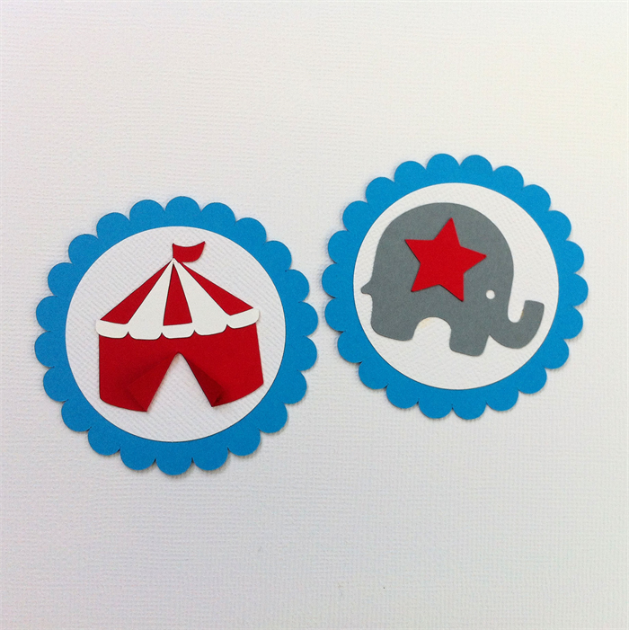Circus Tent Elephant Gift tags & scalloped embellishments for ...