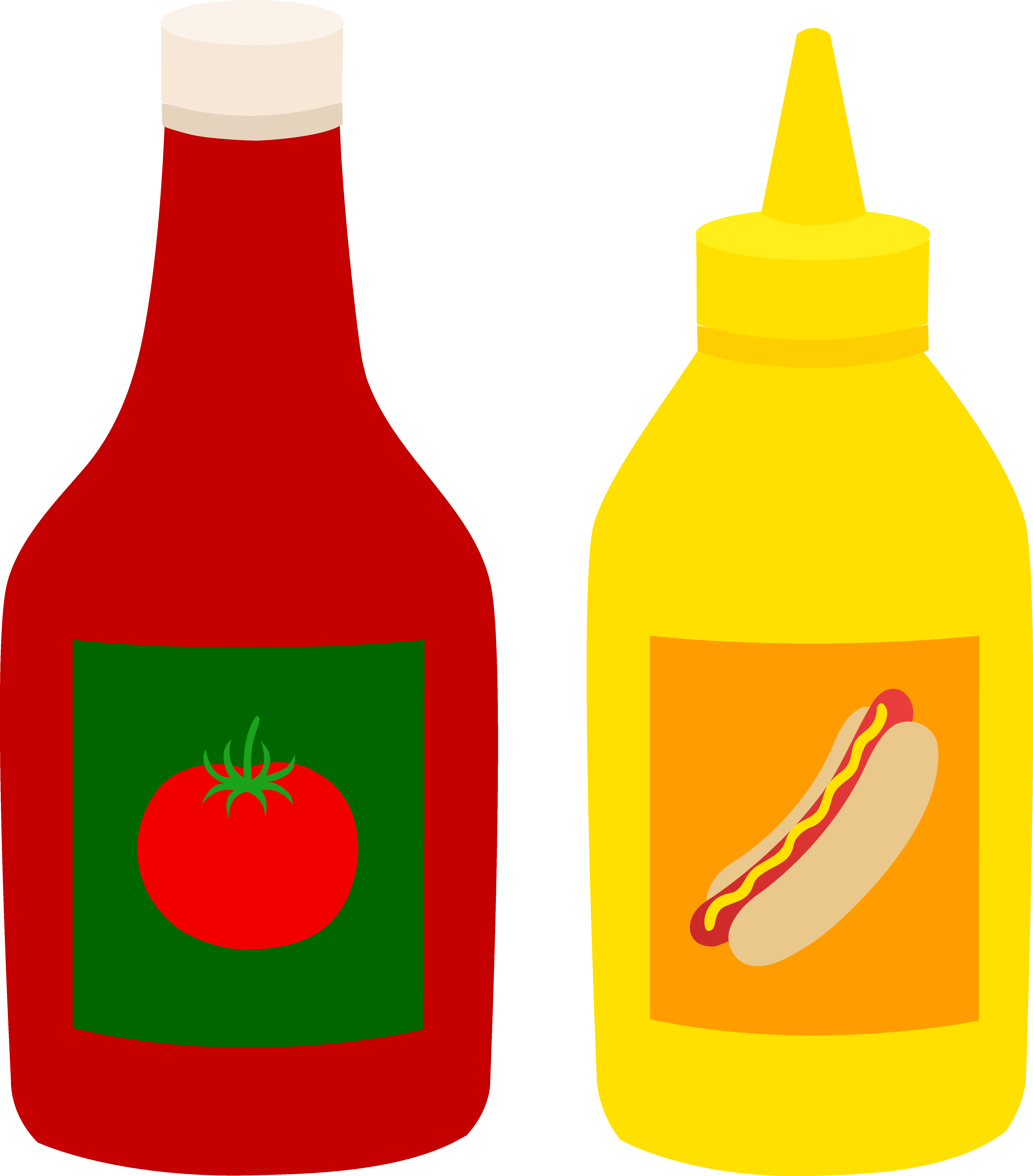 Bottles of Ketchup and Mustard - Free Clip Art