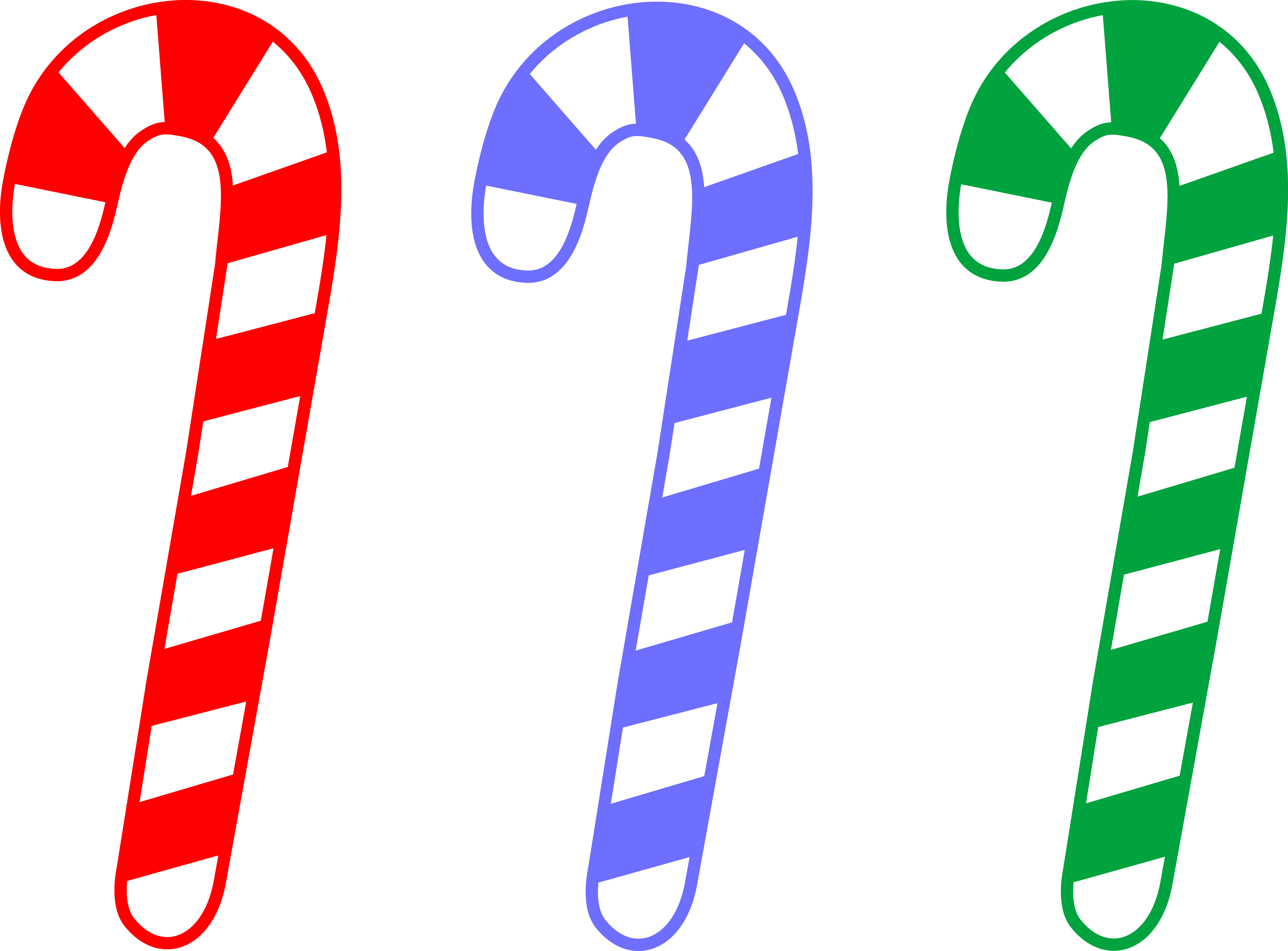 Red Blue and Green Candy Canes - Free Clip Art