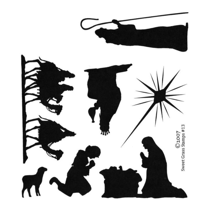 Christmas Nativity Silhouettes Unmounted Rubber Stamp Set of 7 ...