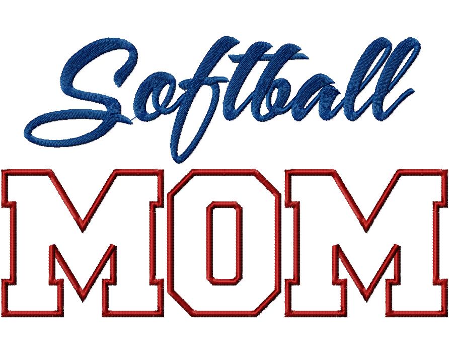 Softball Mom Applique Machine Embroidery Design