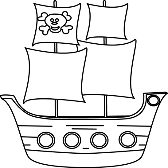 Black and White Pirate Ship Clip Art - Black and White Pirate Ship ...