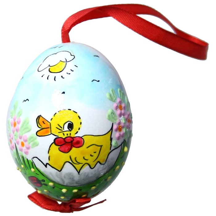 Glossy Sunny Baby Duckling Eastern European Egg Ornament ...