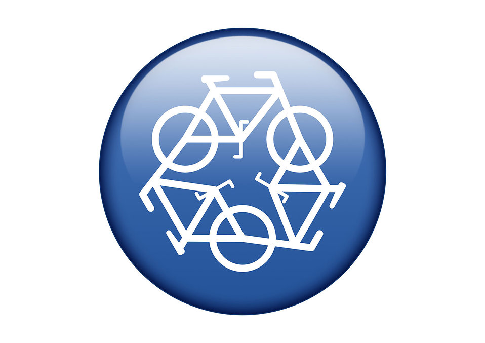Free Stock Photos | A blue recycling symbol of bicycles on a white ...