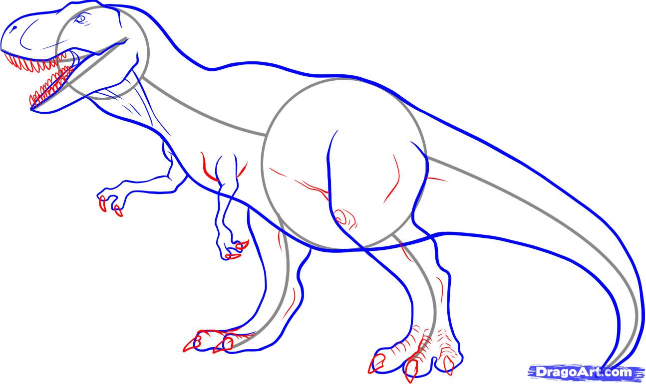 How To Draw A Tyrannosaurus Rex, Step by Step, Dinosaurs, Animals ...