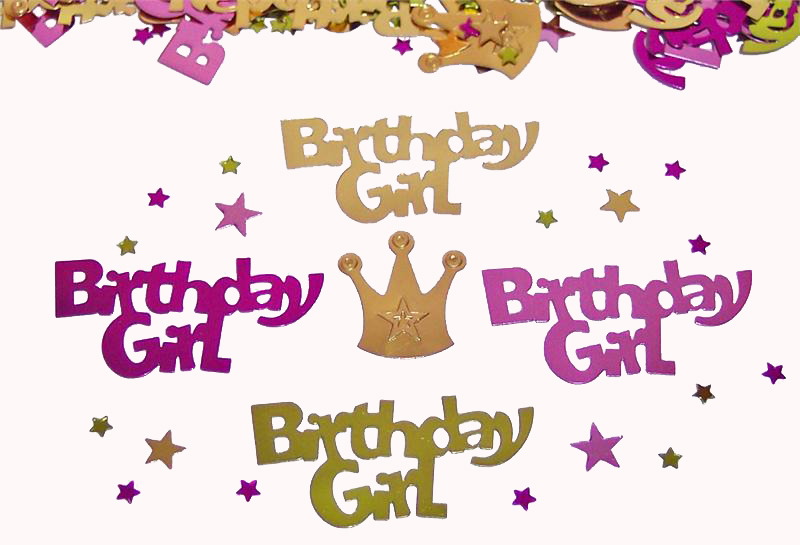 Birthday Girl Confetti, Metallic birthday girl table confetti