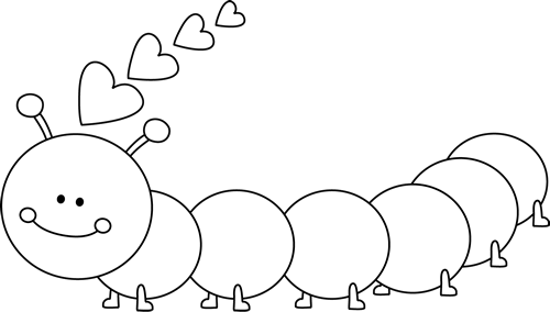 Black and White Valentine's Day Caterpillar Clip Art - Black and ...