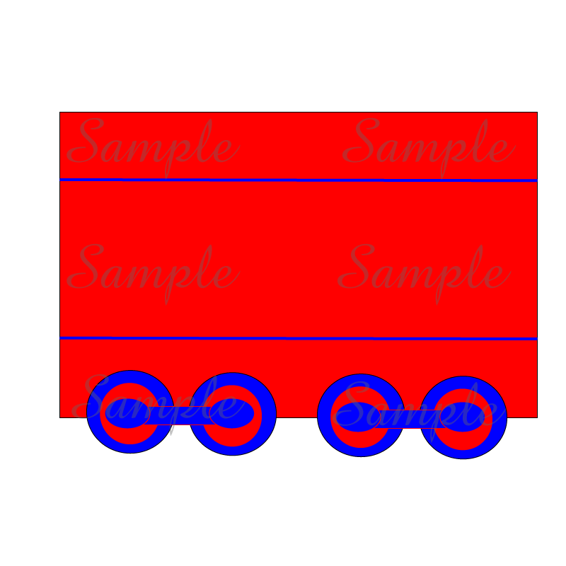 Clip Art Blue/Red Train Car Graphic