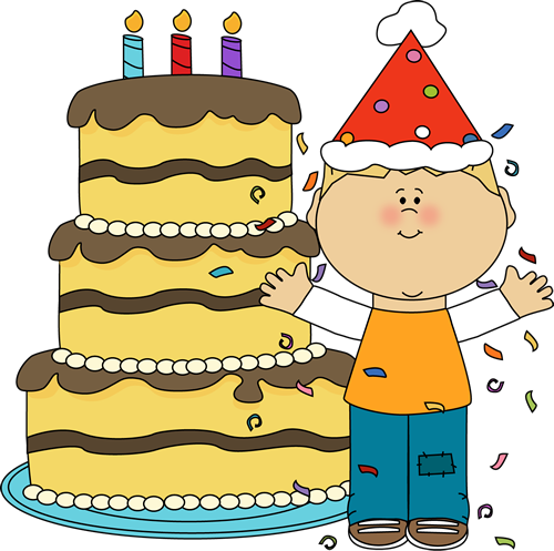 Boy with Birthday Cake and Confetti Clip Art - Boy with Birthday ...