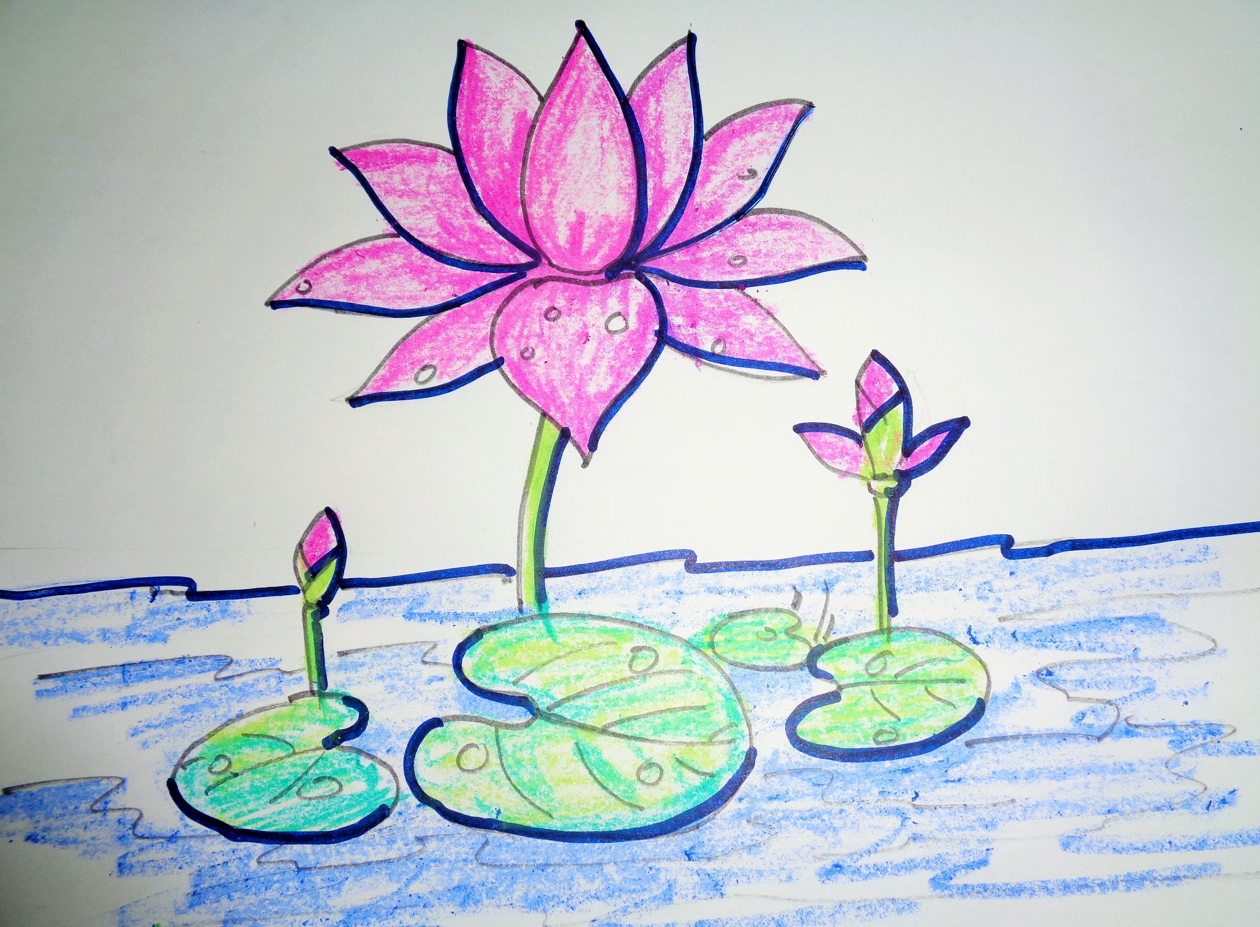 How To Draw Lotus Step By Step - Easy Drawing - YouTube