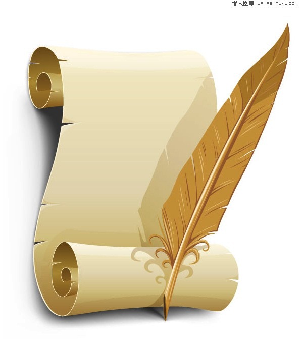 Old scroll with quill – vector material | My Free Photoshop World