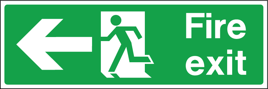 Fire Exit Sign - Running man arrow left - Safety Signs, Warning ...