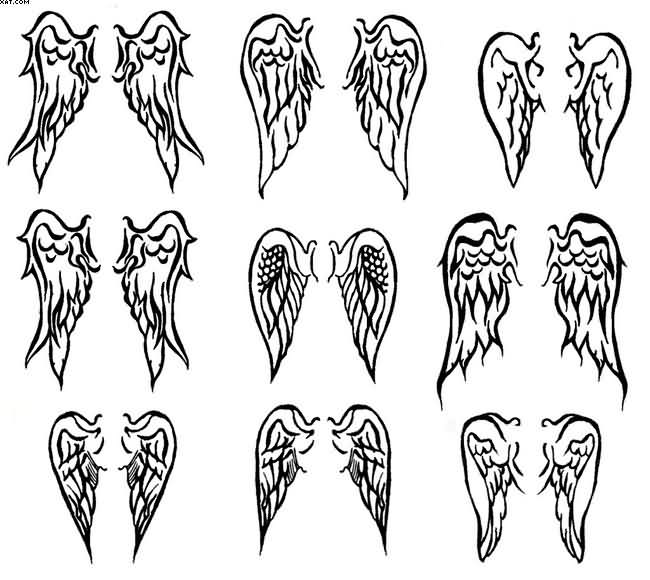 Small Angel Wings Tattoo Set | Tattoobite.com
