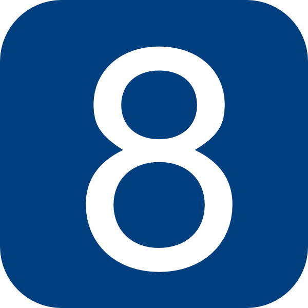 Blue, Rounded, Square With Number 8 Clip Art at Clker.com - vector ...