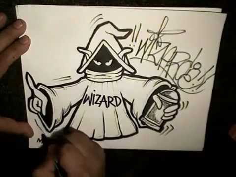 How To Draw A WIZARD HOLDING SPRAY-PAINT CAN - YouTube