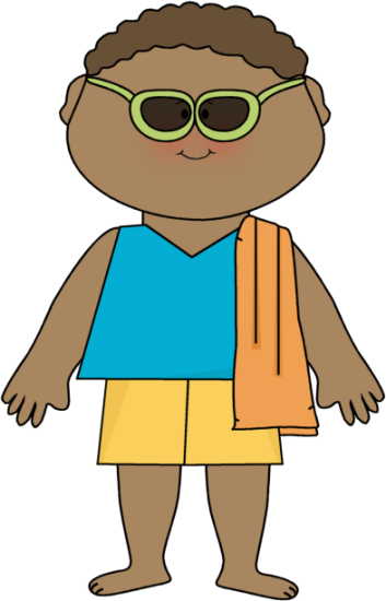 Boy Wearing Sunglasses and Beach Towel Clip Art - Boy Wearing ...